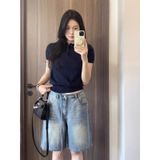  Áo Thun Polo Dệt Kim Cho Nữ 