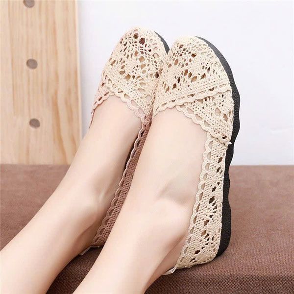  Giày Búp Bê Nữ Ren Lưới Mũi Tròn 