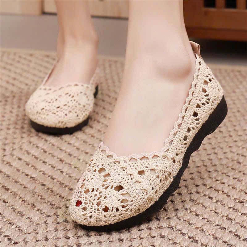  Giày Búp Bê Nữ Ren Lưới Mũi Tròn 