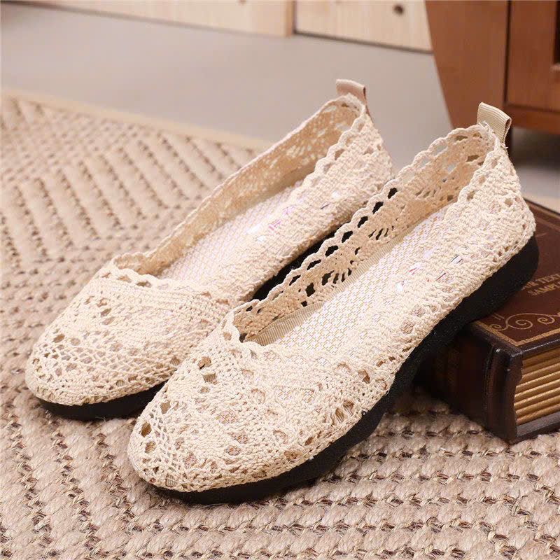  Giày Búp Bê Nữ Ren Lưới Mũi Tròn 