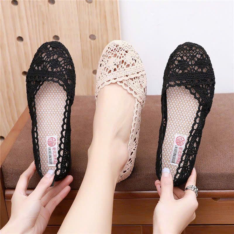  Giày Búp Bê Nữ Ren Lưới Mũi Tròn 