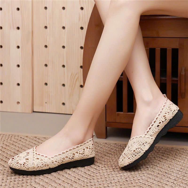  Giày Búp Bê Nữ Ren Lưới Mũi Tròn 