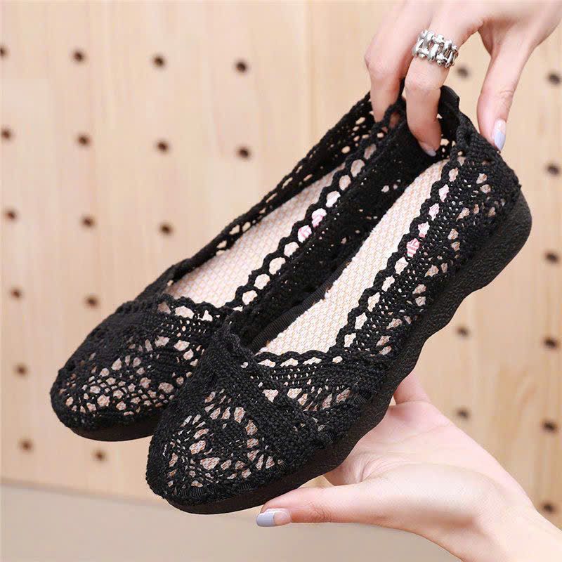  Giày Búp Bê Nữ Ren Lưới Mũi Tròn 