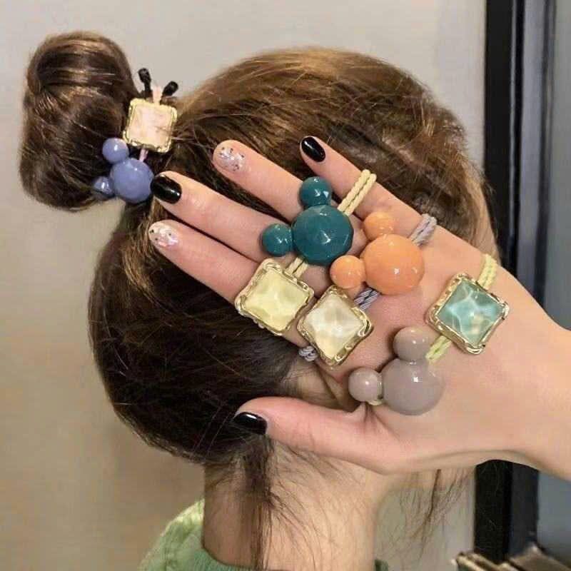  Set 5 Dây Cột Tóc Mickey Đính Đá 