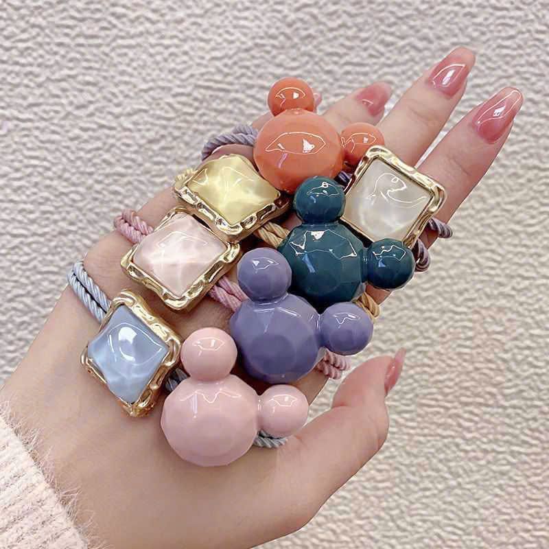 Set 5 Dây Cột Tóc Mickey Đính Đá 