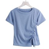  Áo Thun Ngắn Tay Đính Đá Có Rút Hông 
