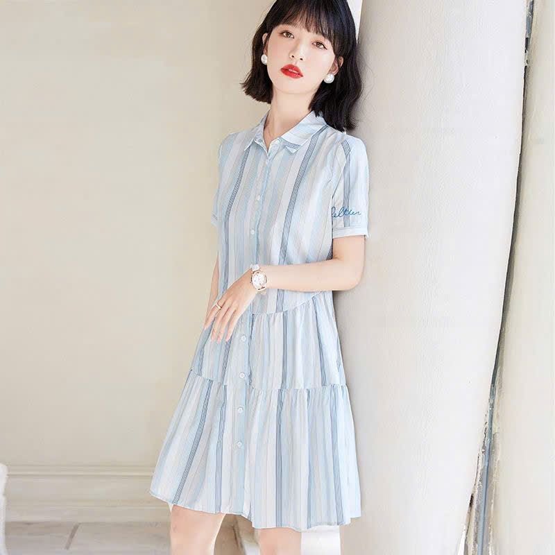  Đầm Babydoll Sơ Mi Xếp Nếp 