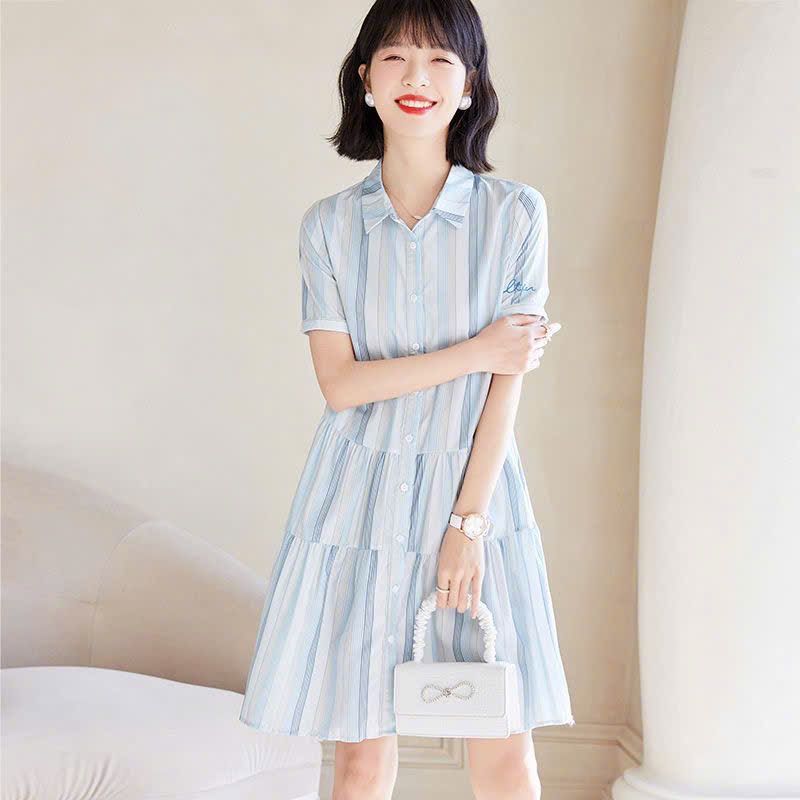  Đầm Babydoll Sơ Mi Xếp Nếp 