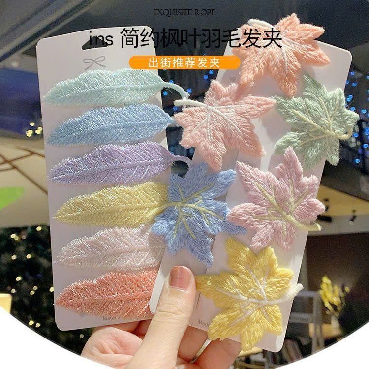  Bộ Kẹp Tóc Hình Lá Và Lông Vũ 