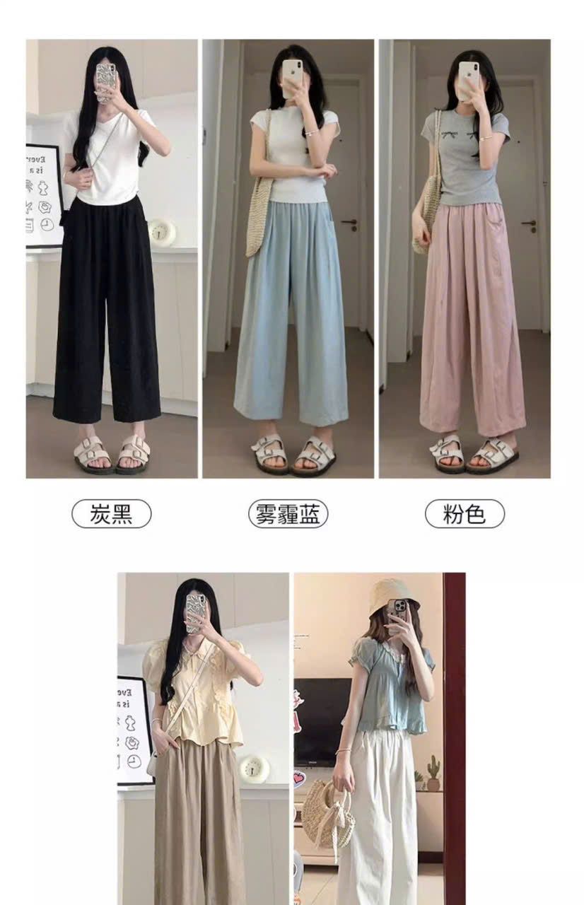  Quần Ống Rộng Lưng Cao Xếp Ly 