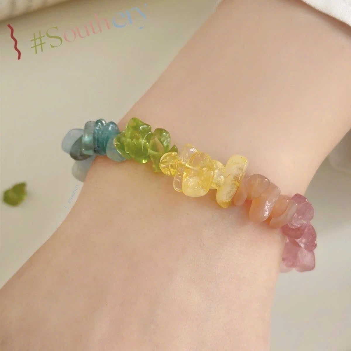  Vòng Tay Thạch Anh Vụn Đa Sắc 