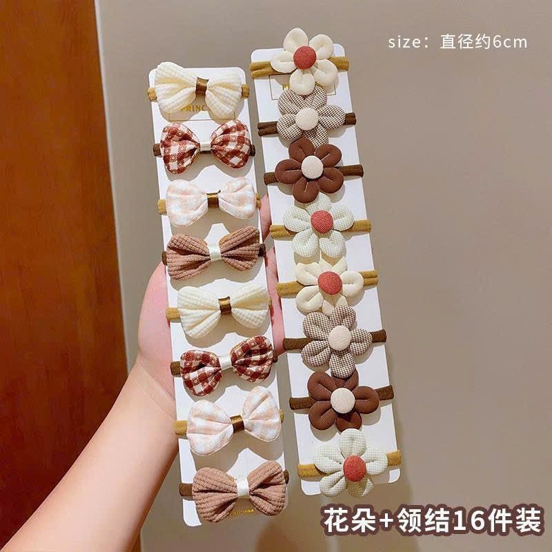  Set Dây Buộc Tóc Hoa Tông Màu Cà Phê 