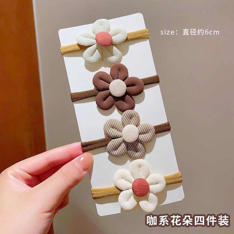  Set Dây Buộc Tóc Hoa Tông Màu Cà Phê 