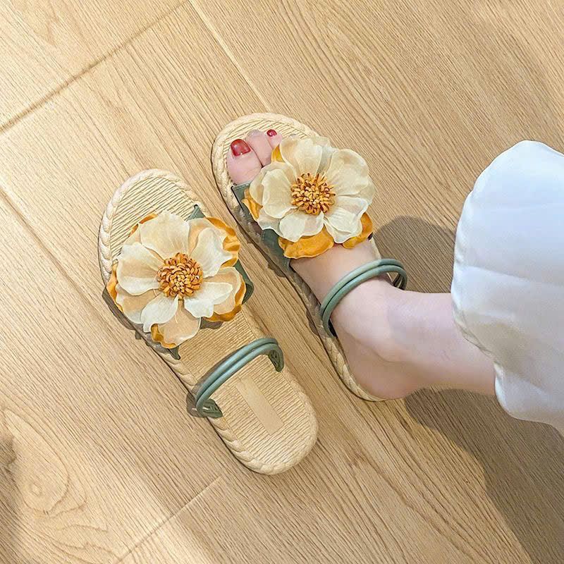  Dép Sandal Nữ Quai Ngang Đính Hoa 