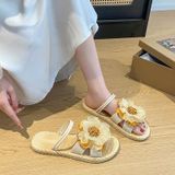  Dép Sandal Nữ Quai Ngang Đính Hoa 