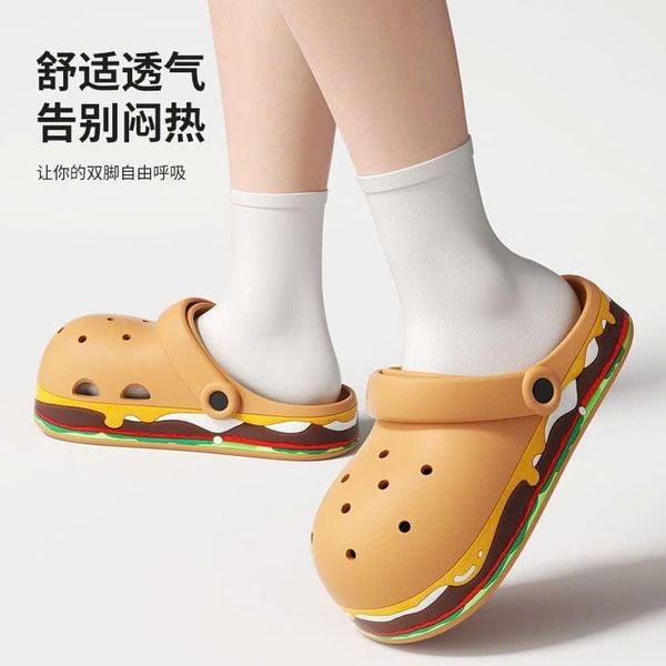  Dép Crocs Hoạ Tiết Bánh hamburger 