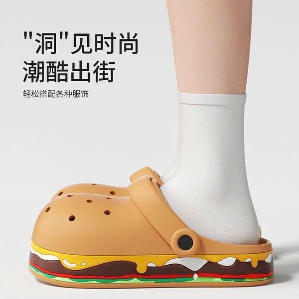  Dép Crocs Hoạ Tiết Bánh hamburger 