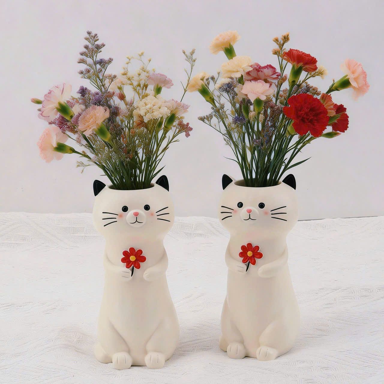  Bình Hoa Hình Chú Mèo Dễ Thương 