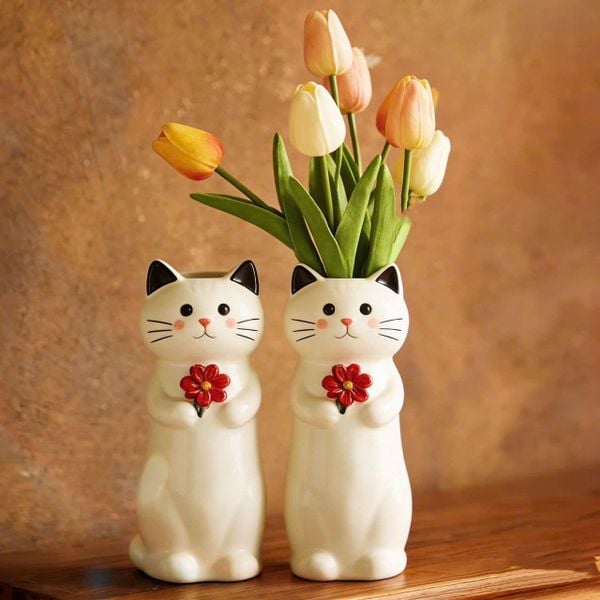  Bình Hoa Hình Chú Mèo Dễ Thương 