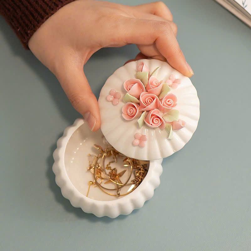  Hộp Sứ Tròn Đa Năng Hoa Hồng 