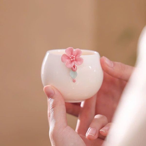  Chén Trà Gốm Sứ Thủ Công Họa Tiết Hoa Anh Đào 