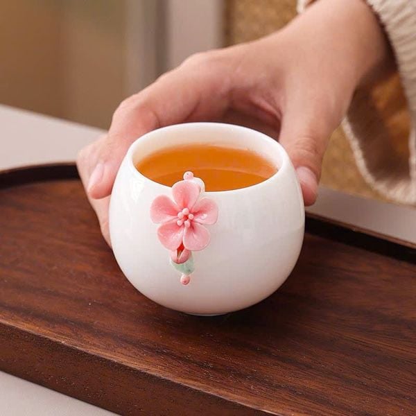  Chén Trà Gốm Sứ Thủ Công Họa Tiết Hoa Anh Đào 