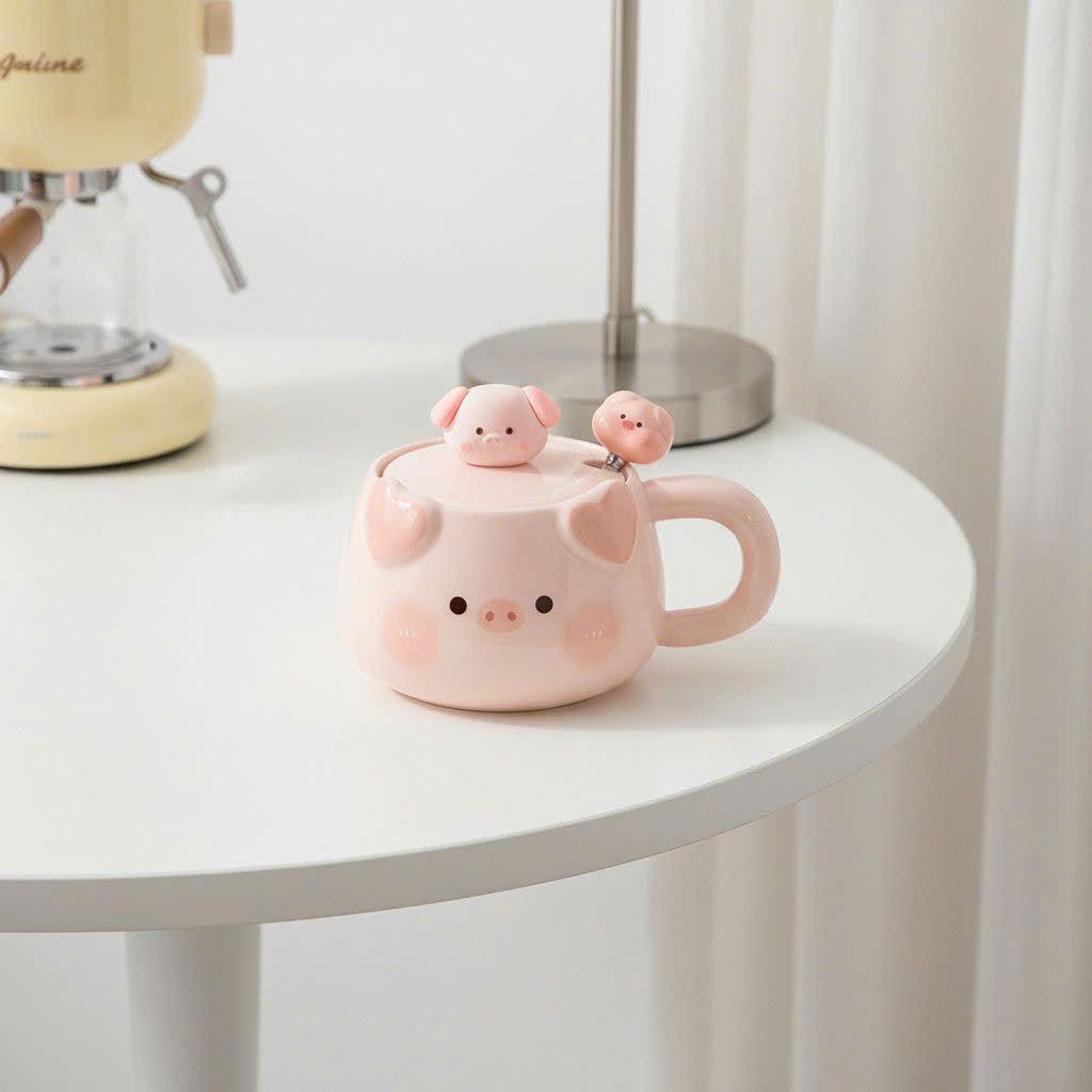  Bộ Cốc Sứ Cao Cấp Chillme Hình Heo hồng 