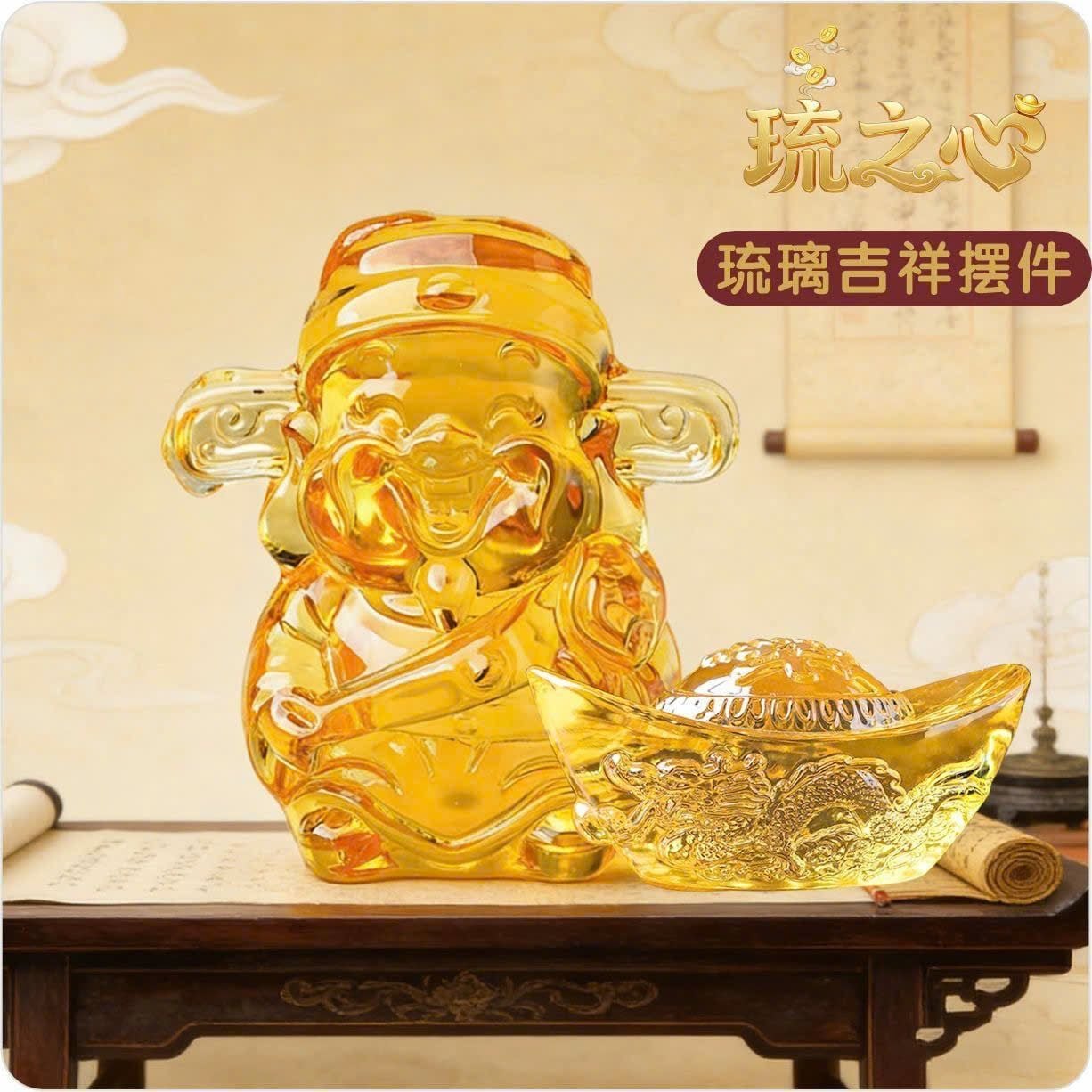  Bộ Tượng Ngũ Phúc Thần Tài Lưu Ly Vàng 