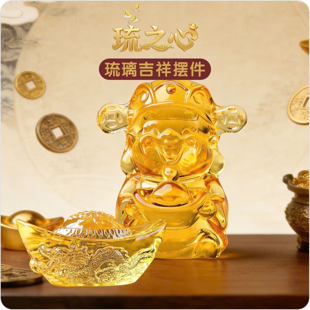  Bộ Tượng Ngũ Phúc Thần Tài Lưu Ly Vàng 