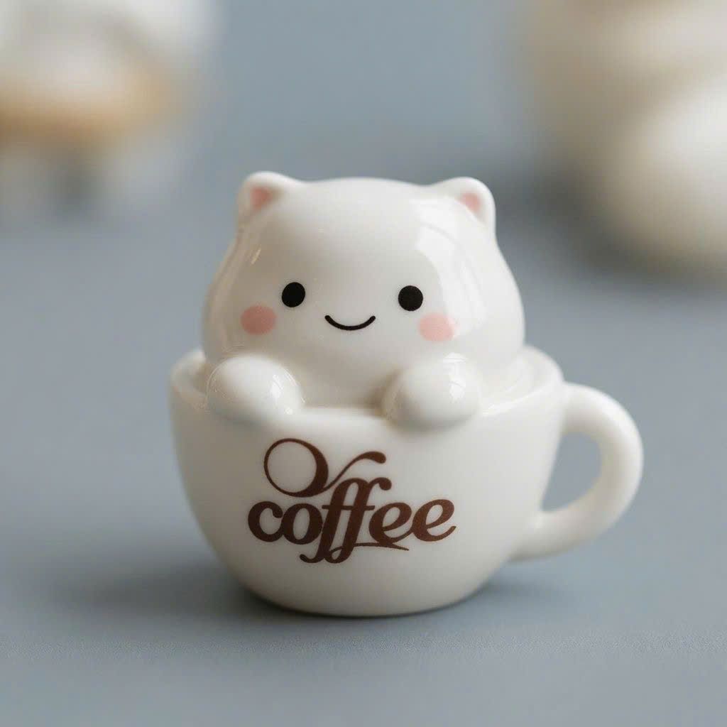  Cặp Tượng Gốm Sứ Hình Mèo Coffee Mini 