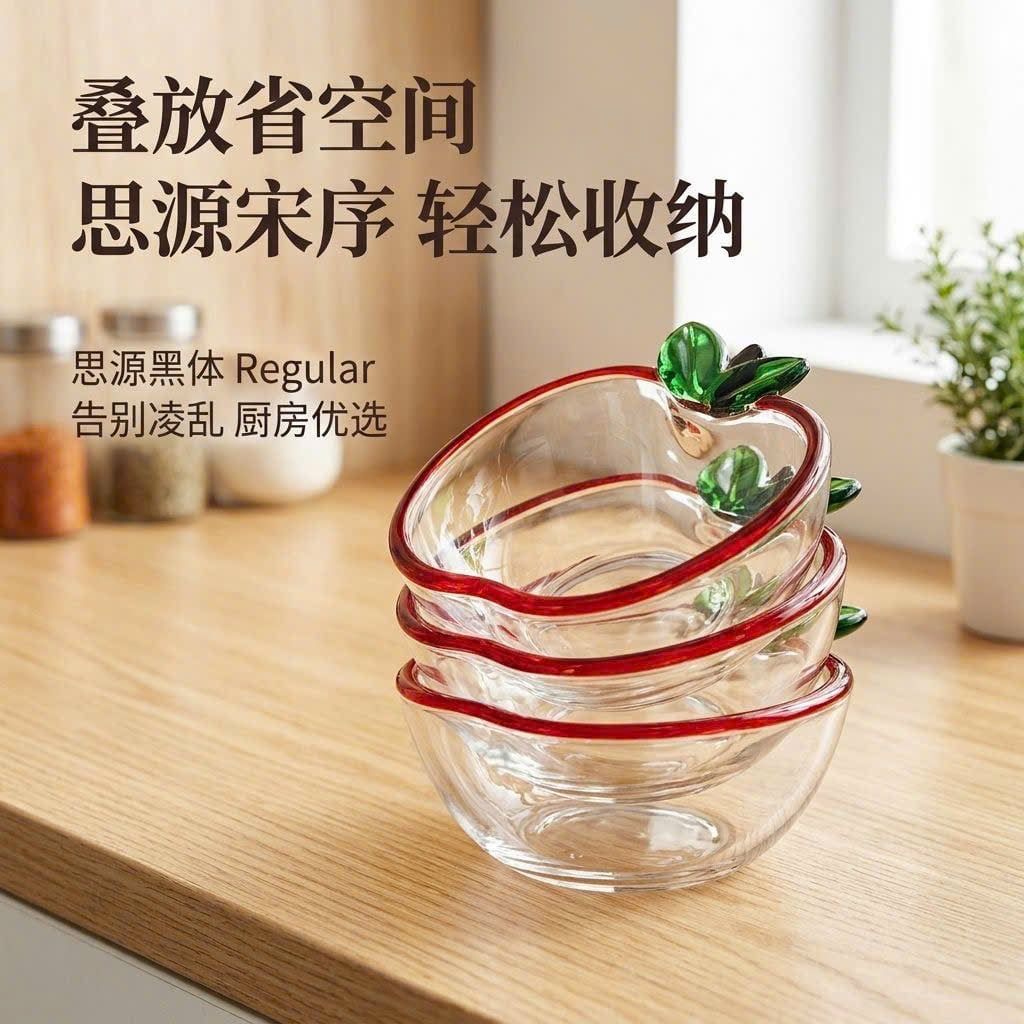  Đĩa Thủy Tinh Hình Quả Táo 