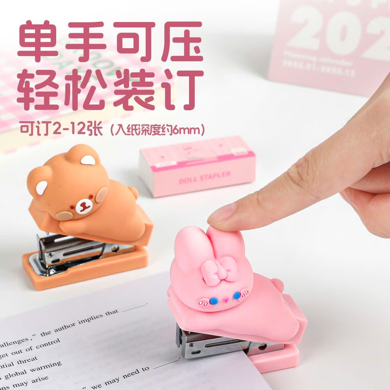  Máy Bấm Kim Mini Hình Chú Thỏ Màu Hồng 