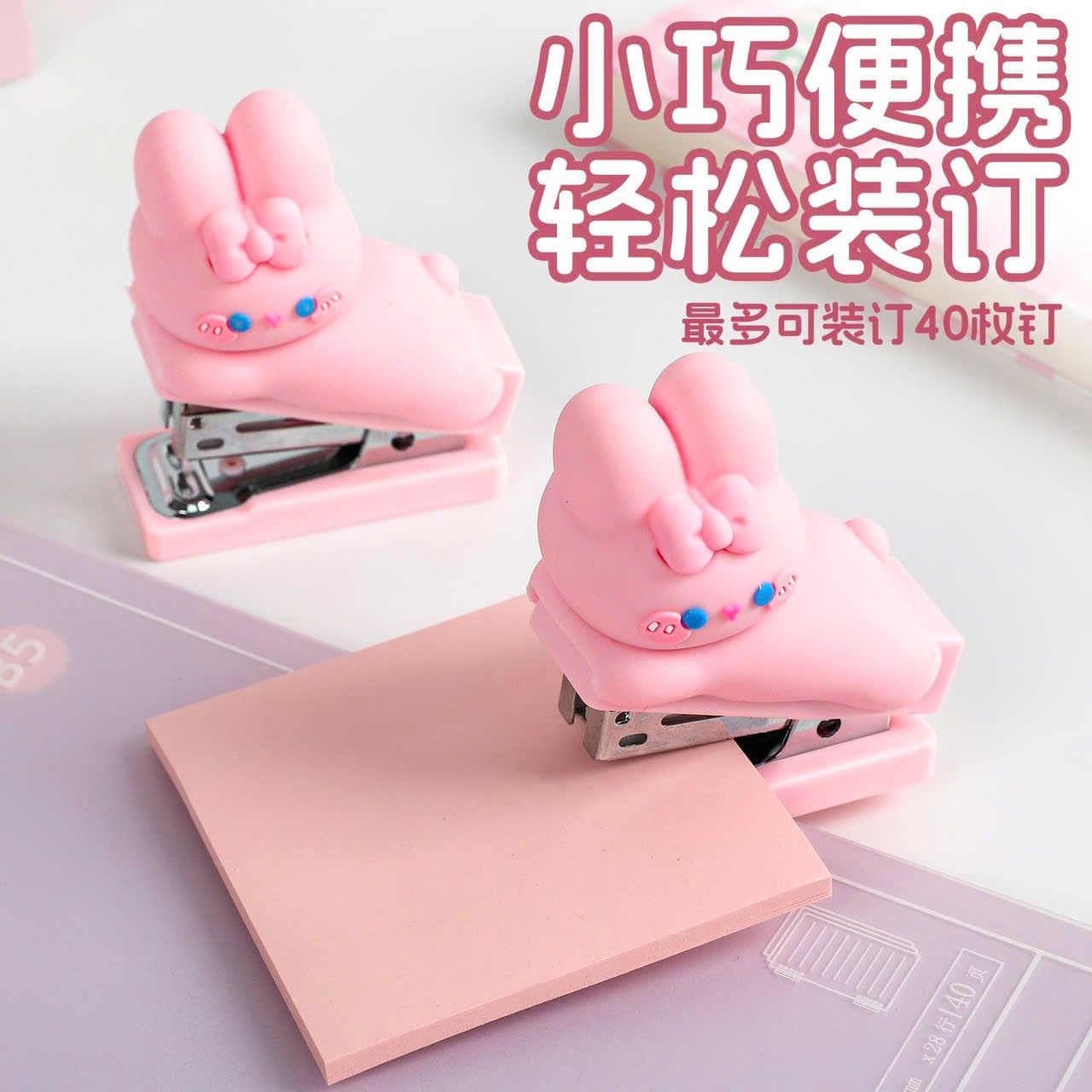  Máy Bấm Kim Mini Hình Chú Thỏ Màu Hồng 