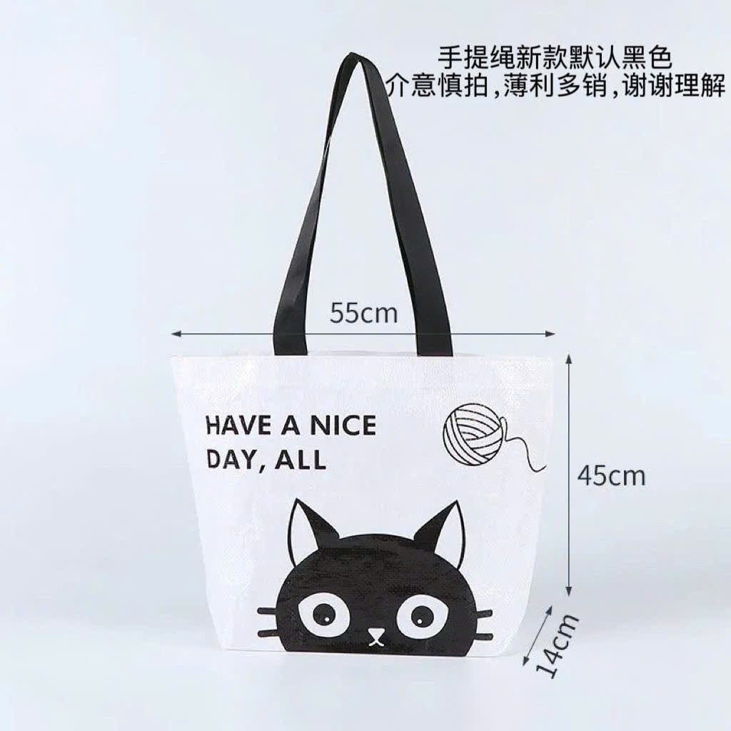  Túi Tote Trong Suốt Họa Tiết Mèo Đen Dễ Thương 