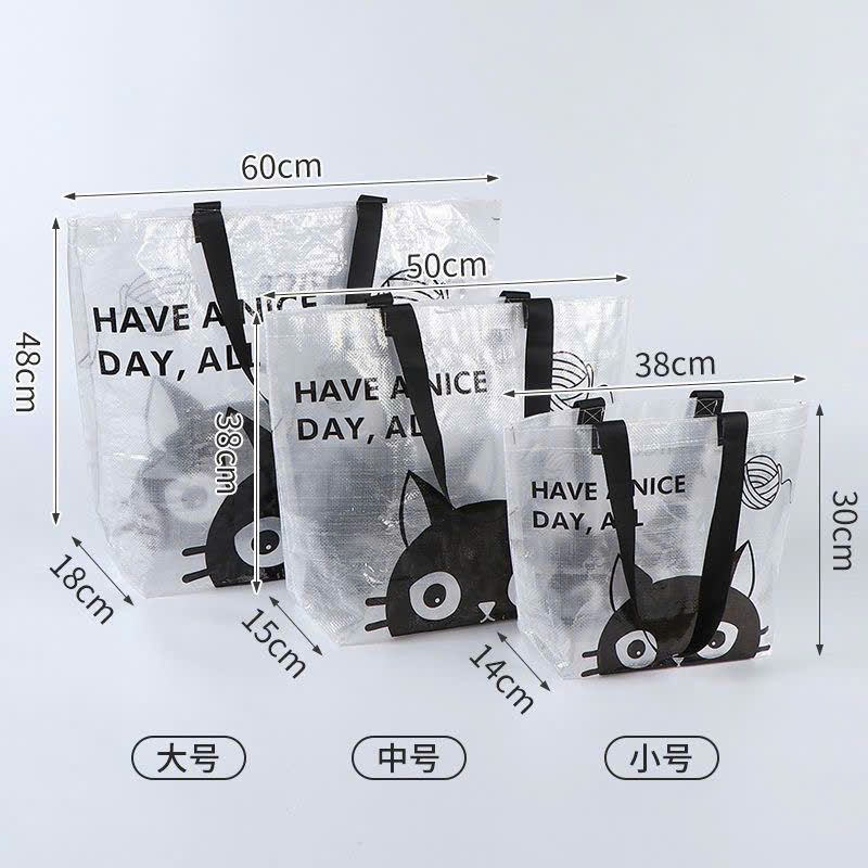  Túi Tote Trong Suốt Họa Tiết Mèo Đen Dễ Thương 