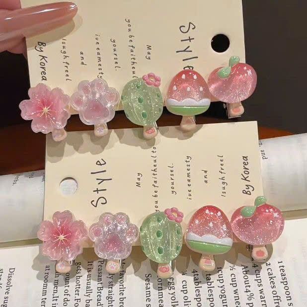  Sét Kẹp Tóc Hình Hoa Và Kem Dễ Thương 