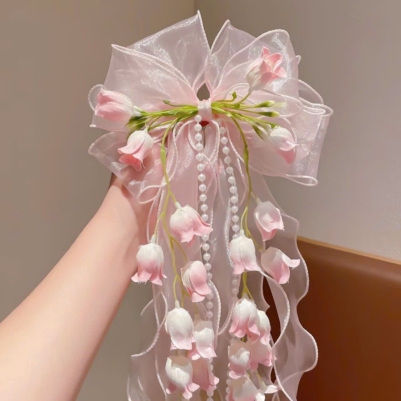  Kẹp Tóc Đính Nơ Voan 