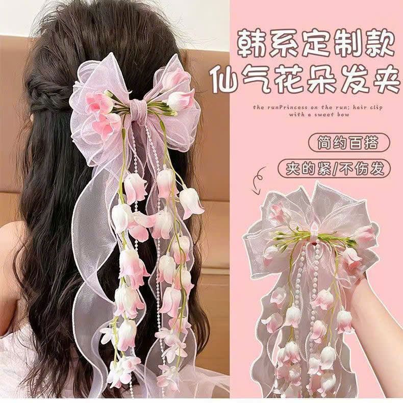  Kẹp Tóc Đính Nơ Voan 