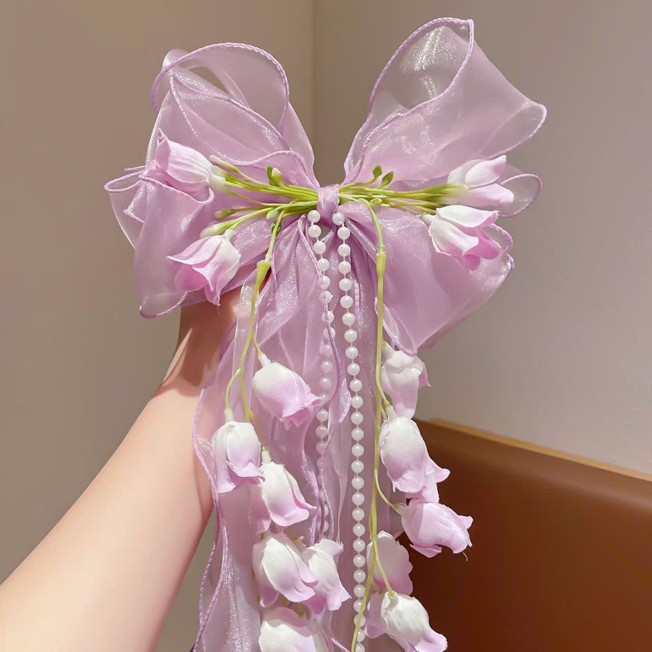  Kẹp Tóc Đính Nơ Voan 