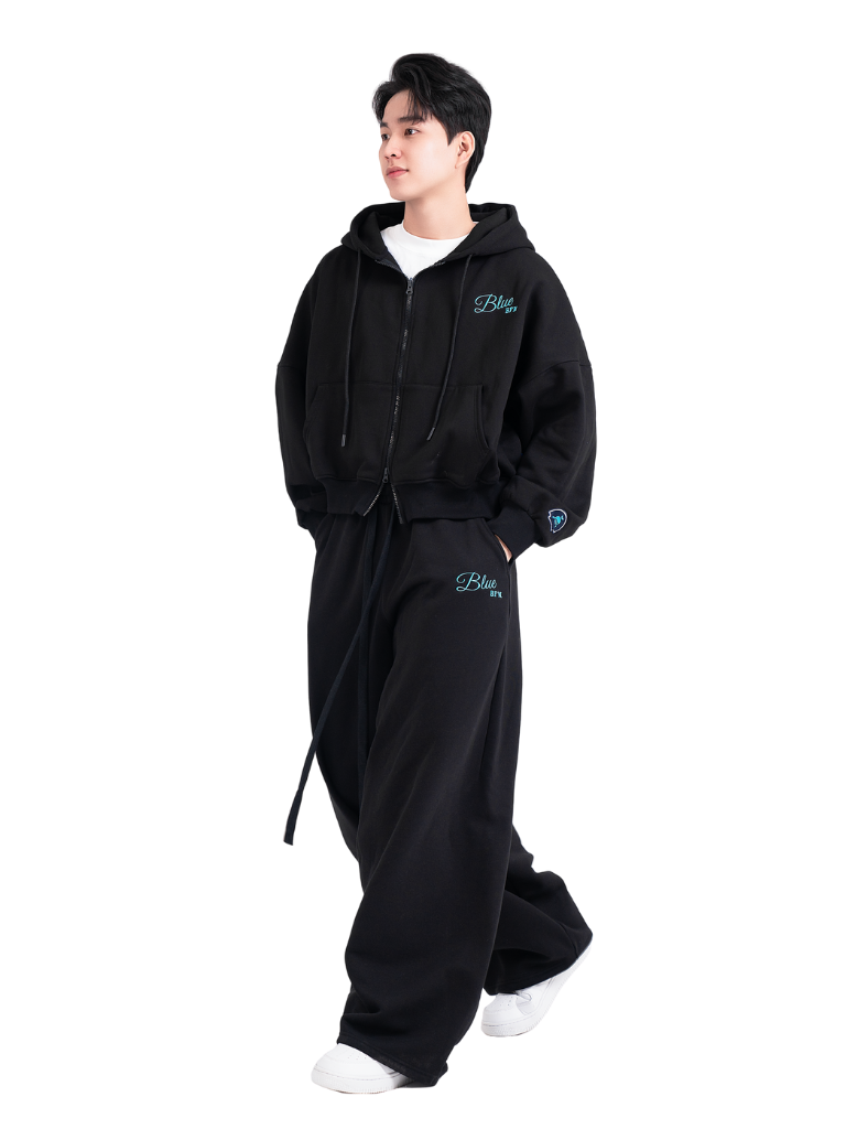 Set Hoodie Zip Boxy BFN BLUE - BFHDZSET001