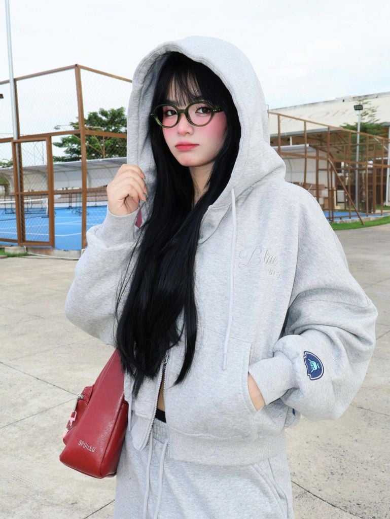 Set Hoodie Zip Boxy BFN BLUE - BFHDZSET001