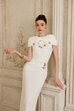  IVELLE Draped Shoulder Column Maxi Dress 