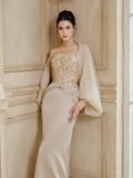  Celestine Poet Sleeve Embellished Sheer Cape 