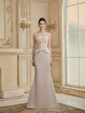  Celestine Cream Draped Corset Mermaid Dress 