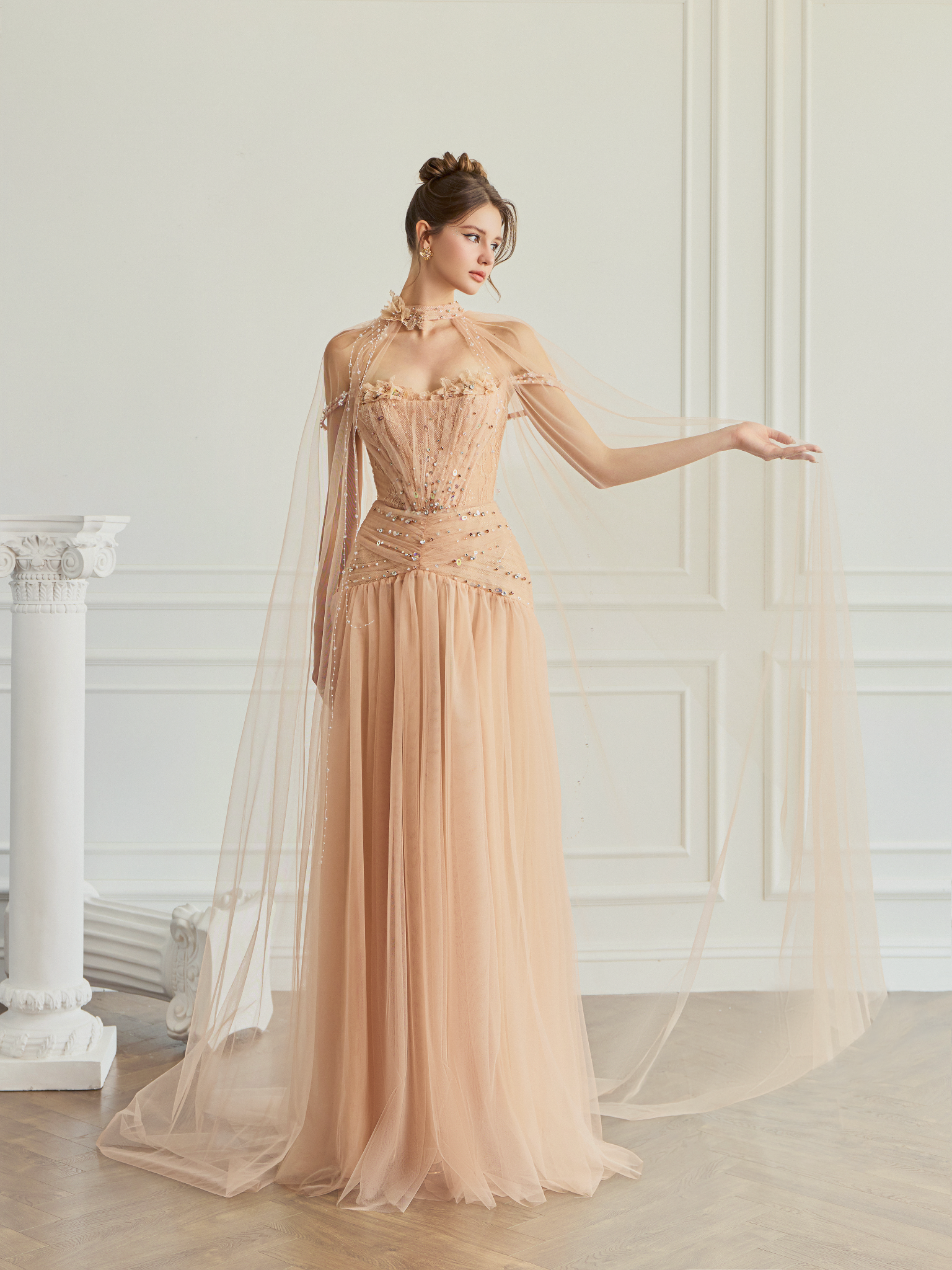  Estrel Tulle A-Line Off-Shoulder Dress 
