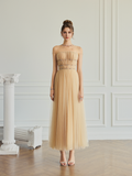  Isolde Embellished Tulle Illusion Neckline Dress 