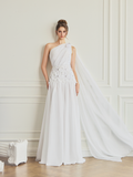  Odenlin Embellished One-Shoulder Draped Dress 