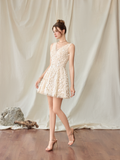  Aven Floral Lace V-Neck Embellished Mini Dress 
