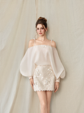  Linnea Puff Sleeve Floral Lace Corset Mini Dress 