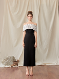  Florentia Black Butterfly Lace Off-Shoulder Midi Dress 